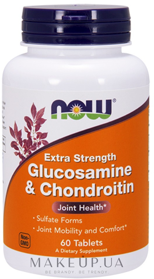 Спортивный препарат для суставов и связок, в таблетках - Now Foods Glucosamine & Chondroitin Extra Strength Joint Health — фото 60шт