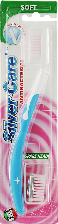 Зубна щітка "Silver Care Plus" м'яка, блакитна - PresiDENT — фото N1