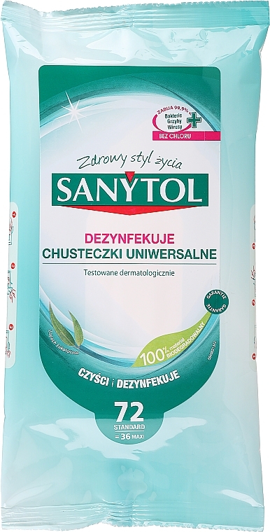 Дезинфецирующие салфетки для уборки с ароматом эвкалипта, 36 шт - Sanytol — фото N1