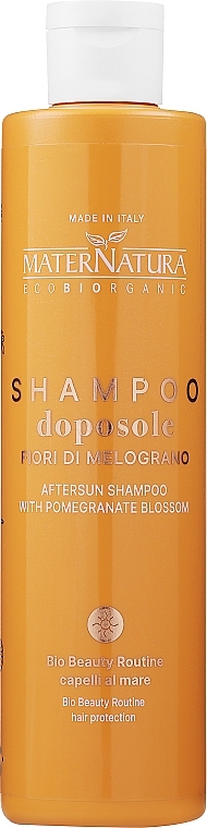 Восстанавливающий шампунь для сухих и поврежденных солнцем волос - MaterNatura Aftersun Shampoo With Pomegranate Blossom — фото N1