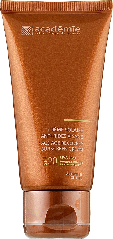 Солнцезащитный регенерирующий крем SPF 20+ - Academie Bronzecran Face Age Recovery Sunscreen Cream — фото N1