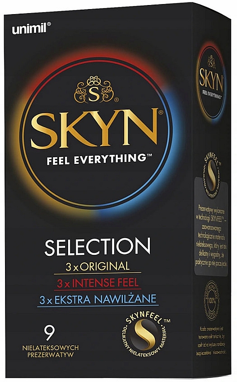 Безлатексные презервативы, 9 шт. - Unimil Skyn Feel Everything Selection — фото N1
