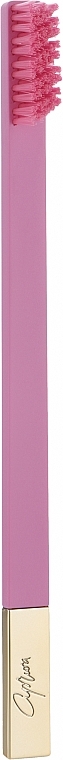 Зубная щетка мягкой жесткости, бабблгам розовая матовая с золотистым матовым колпачком - Apriori Bubblegum Pink Gold — фото N3