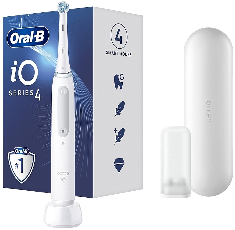 Электрическая аккумуляторная зубная щетка, белая - Oral-B iO Series 4  — фото N1