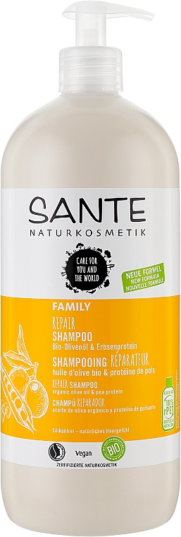 Шампунь регенерувальний для волосся "Олива й білок гороху" - Sante Family Repair Shampoo — фото N5