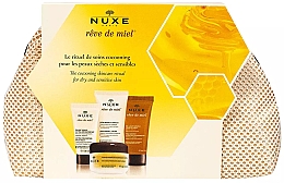 Духи, Парфюмерия, косметика Набор - Nuxe Reve De Miel Set (b/scr/30ml + sh/gel/30ml + f/balm/15ml + h/cr/30ml + bag)