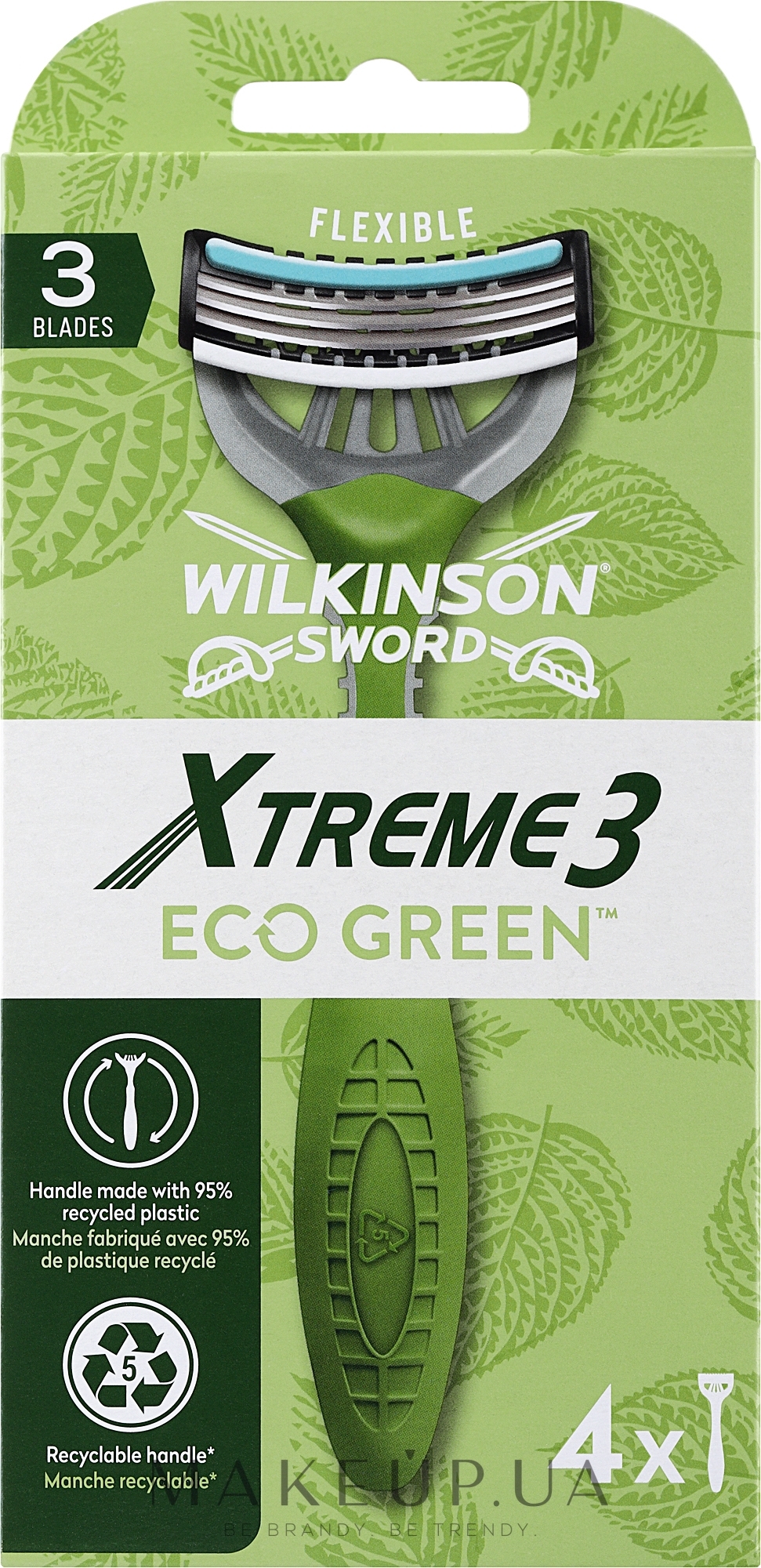 Одноразова бритва, 4 шт. - Wilkinson Sword Xtreme3 Eco Green — фото 4шт