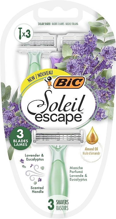 Набор бритв без сменных картриджей 3 шт - Bic Soleil Escape 3 Lavender & Eucalyptus