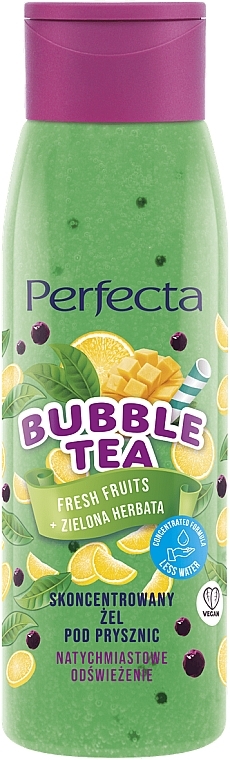 Гель для душу «Свіжі фрукти та зелений чай» - Perfecta Bubble Tea Fresh Fruits + Green Tea Concentrated Shower Gel — фото N1