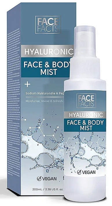 Гиалуроновый спрей для лица и тела - Face Facts Hyaluronic Face & Body Mist — фото N1