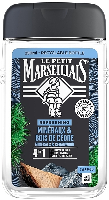 Гель-шампунь для чоловіків "Кедр і мінерали" 4 в 1 - Le Petit Marseillais — фото N1