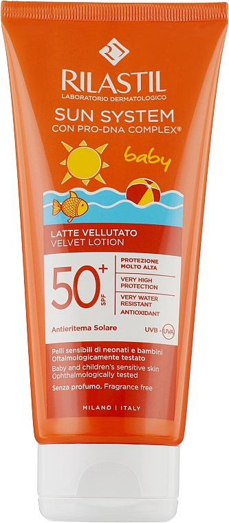 Бархатный солнцезащитный лосьон для тела с SPF 50+ для детей - Rilastil Sun System Velvet Lotion SPF50+ Baby — фото N1