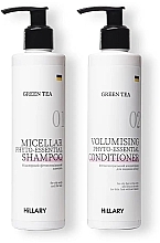 Духи, Парфюмерия, косметика Набор для жирного типа волос - Hillary Green Tea Phyto-essential (cond/250ml + shamp/250ml)