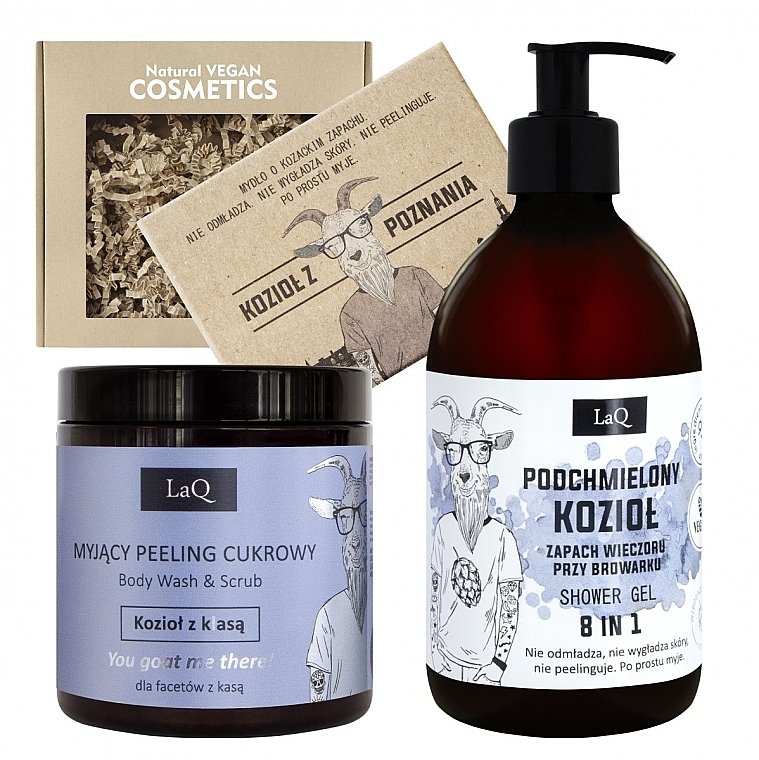 Набор - LaQ Tipsy Goat Set (sh/gel/500ml + b/scrub/220g + soap/85g) — фото N1