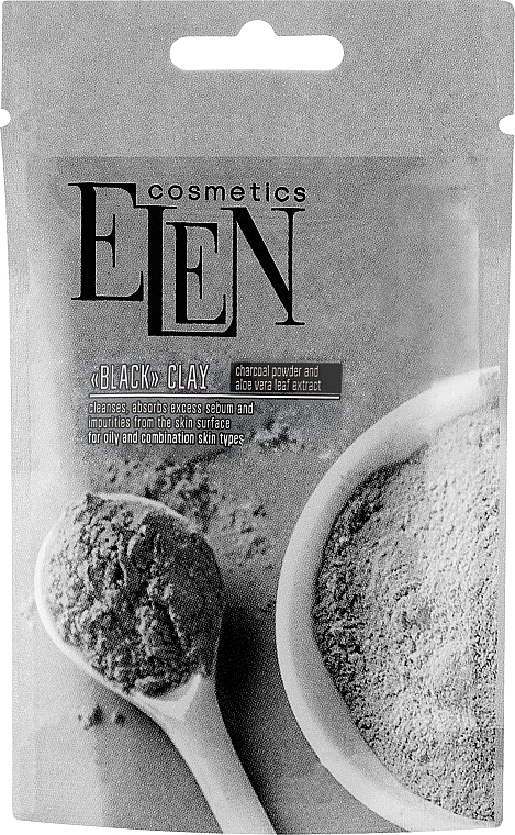 Глина черная с активированным углем и экстрактом алоэ-вера - Elen Cosmetics