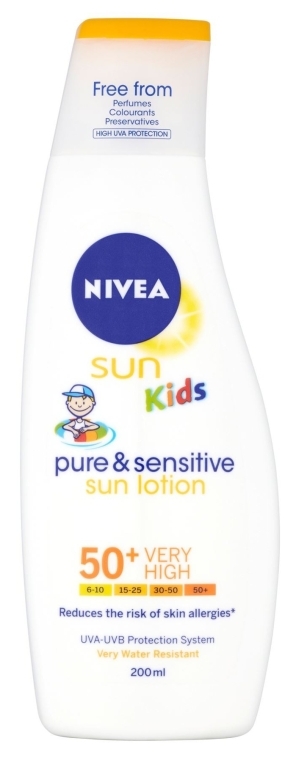 Сонцезахисний лосьйон для дітей - NIVEA Sun Kids Pure & Sensitive Sun Lotion SPF50 + — фото N1