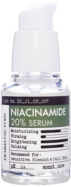 Успокаивающая сыворотка для лица с ниацинамидом - Derma Factory Niacinamide 20% Serum — фото N1