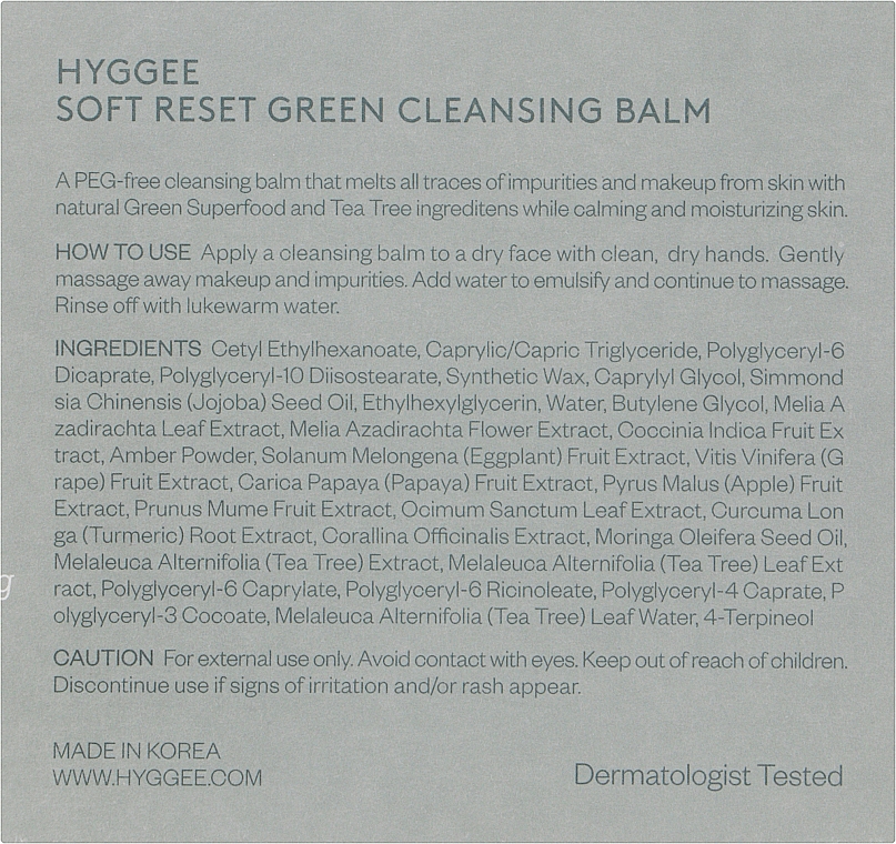 Бальзам для снятия макияжа - Hyggee Soft Reset Green Cleansing Balm — фото N3
