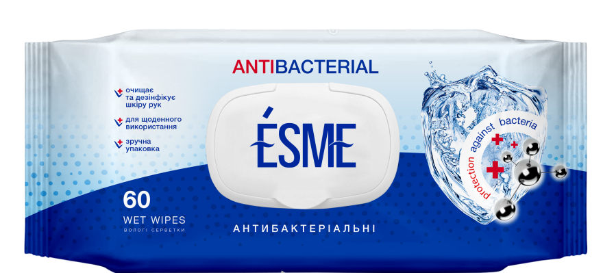 Вологі серветки "Антибактеріальні" - Esme Antibacterial Wet Wipes — фото N2