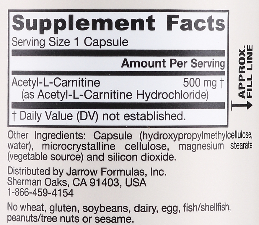 Ацетил карнітин - Jarrow Formulas Acetyl L-Carnitine 500 mg — фото N4