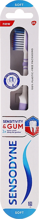 Зубная щетка "Чувствительность зубов и защита десен", светло-фиолетовая - Sensodyne Sensitivity & Gum Soft Toothbrush — фото N1