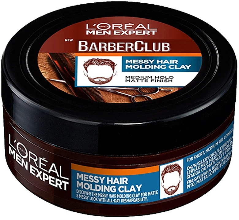 Глина для волос - L'Oreal Men Expert Extreme Barber Club Messy Hair Molding Clay — фото N1