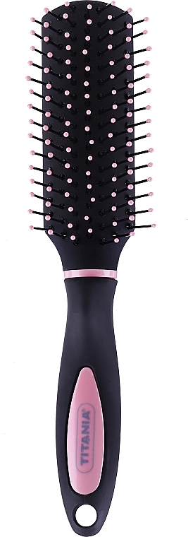 Мініщітка для волосся прямокутної форми 18 см, світло-рожева - Titania Softtouch — фото N1