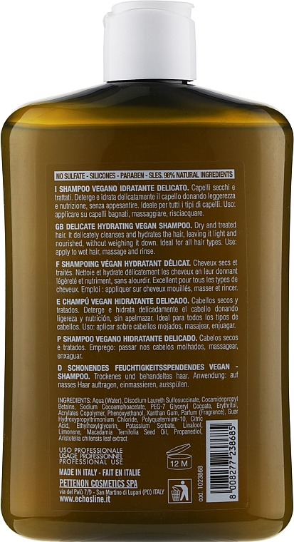 Делікатний зволожувальний шампунь - Echosline Maqui 3 Delicate Hydrating Vegan Shampoo — фото N2