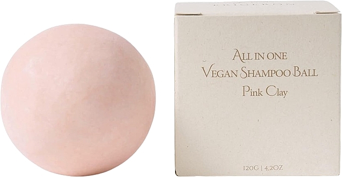 Твердый шампунь "Розовая глина", в картонной упаковке - Erigeron All in One Vegan Shampoo Ball Pink Clay — фото N1