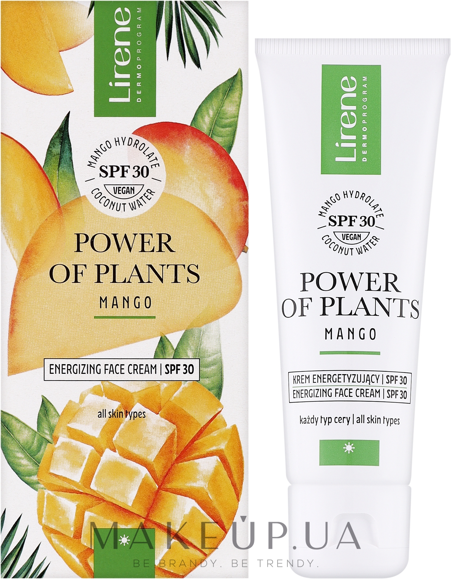 Енергетичний крем для обличчя - Lirene Power Of Plants Mango Energizing Fece Cream SPF30 — фото 50ml