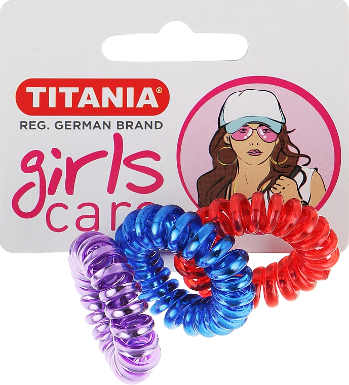 Затиск для волосся еластичний, 3 шт. - Titania Girls Care — фото N1