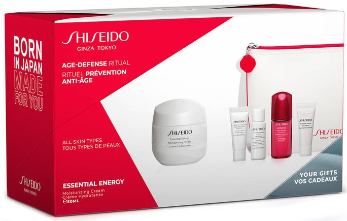 Набір - Shiseido Essential Energy (cr/50ml + foam/5ml + softener/7ml + conc/10ml + eye/cr/5ml + bag/1) — фото N1