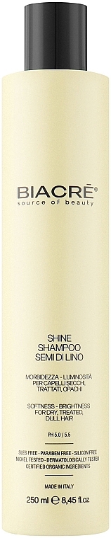 Шампунь для надання блиску і об'єму волоссю - Biacre Shine Shampoo Semi Di Lino — фото N1
