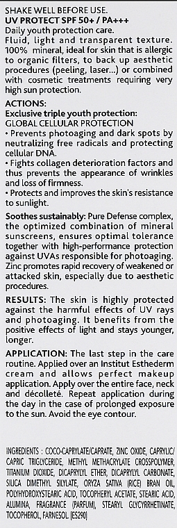 РОЗПРОДАЖ Захисний засіб для обличчя SPF 50 - Institut Esthederm UV Protect Youth Protector Care * — фото N3