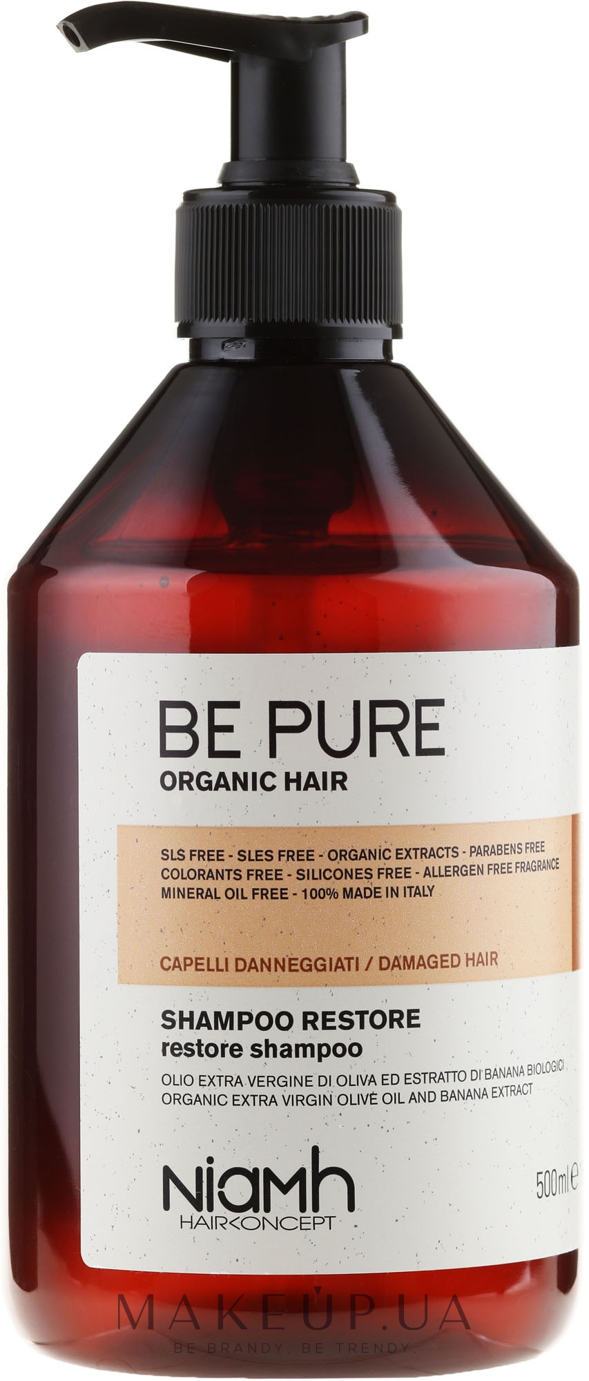 Восстанавливающий шампунь для поврежденных волос - Niamh Hairconcept Be Pure Restore Shampoo — фото 500ml