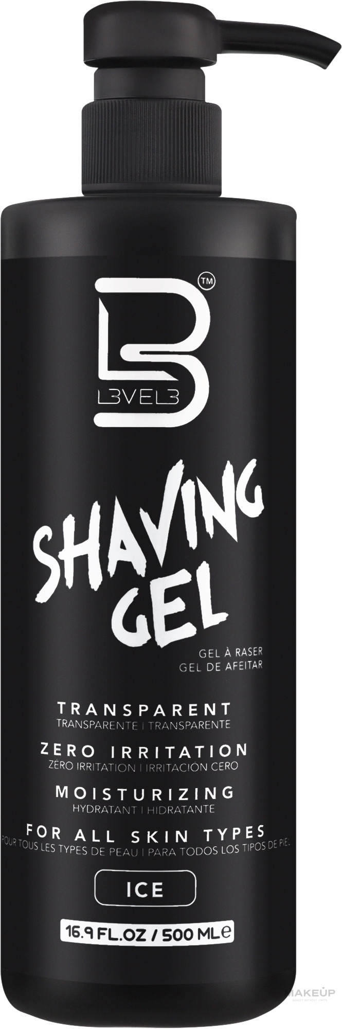 Гель для бритья увлажняющий - Level3 Transparent Shaving Gel Ice — фото 500ml