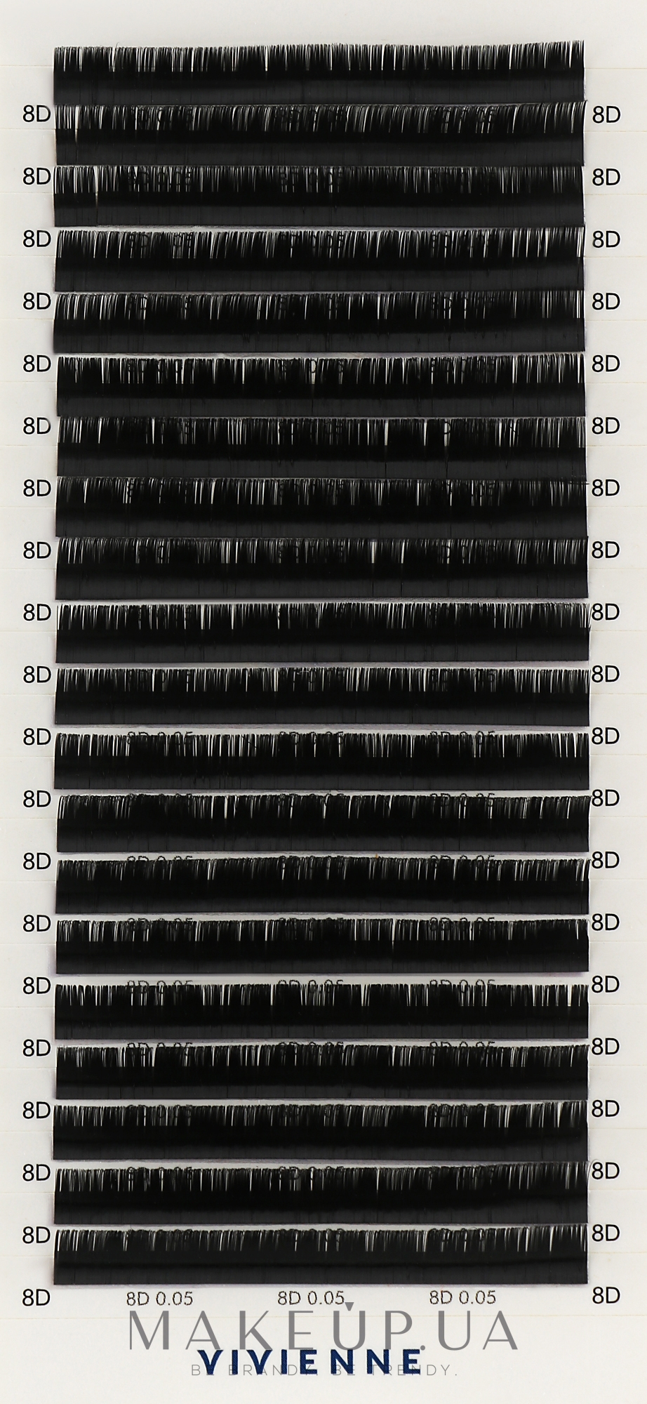Накладные ресницы "Elite", черные, 20 линий (0,05, D, 8), эко упаковка - Vivienne — фото 1уп