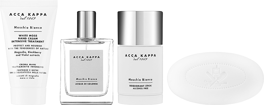 Набор - Acca Kappa White Moss (edc/50ml + h/cr/75ml + deod/75ml + soap/150g) — фото N1