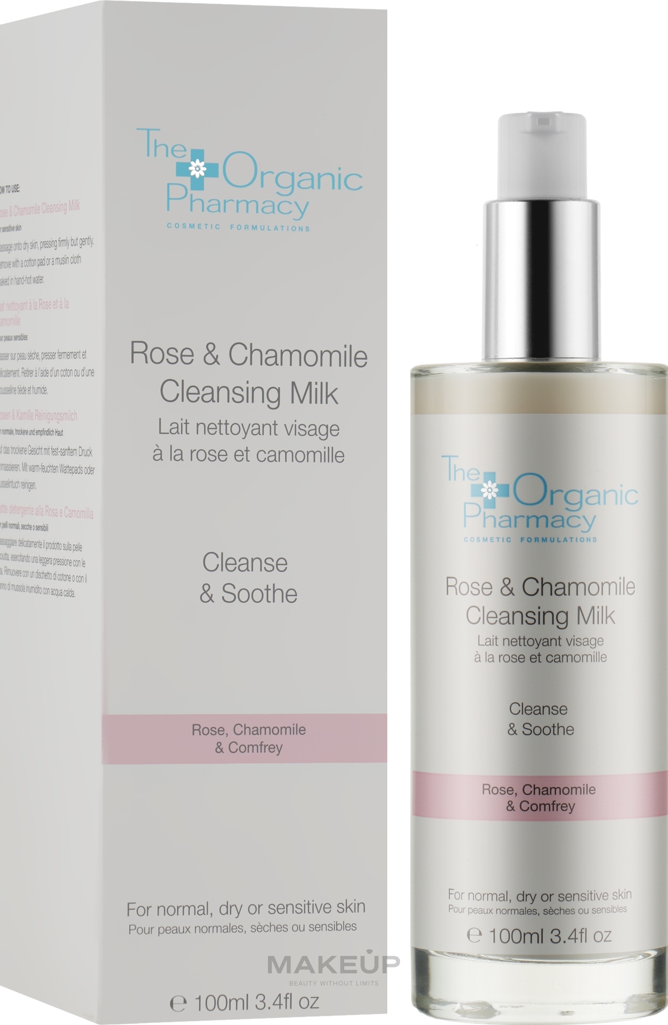 УЦІНКА Очищувальне молочко для чутливої шкіри обличчя - The Organic Pharmacy Rose & Chamomile Cleansing Milk * — фото 100ml