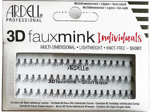 Набор пучковых ресниц - Ardell 3D Faux Mink Individuals Short Black — фото N1