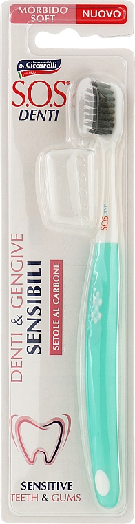 Зубная щетка с угольными щетинками, бирюзовая - Dr. Ciccarelli S.O.S Denti Charcoal — фото N1