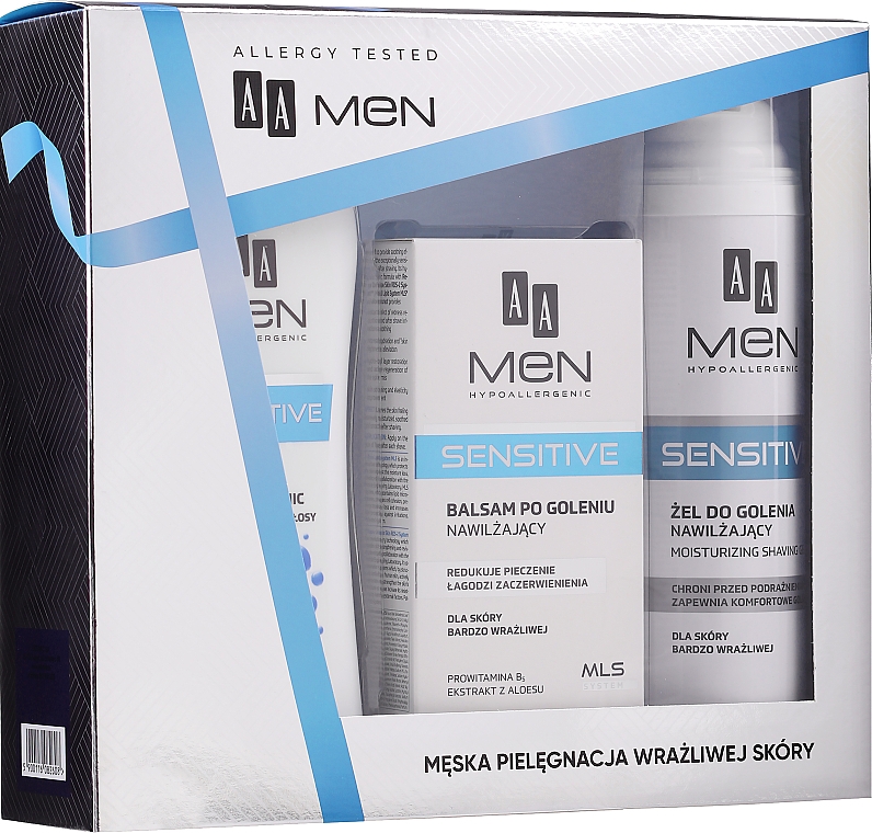 Набір - AA Men Sensitive (shav/gel/200ml + ash/balm/100ml + sh/gel/400ml) — фото N1