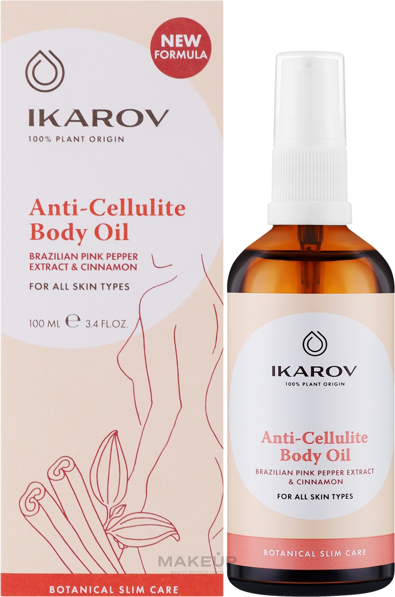 Антицеллюлитное масло для тела, с розовым перцем и корицей - Ikarov — фото 100ml