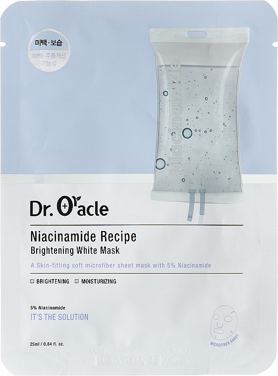 Маска для обличчя тканинна з ніацинамідами - Dr. Oracle Niacinamide Recipe Brightening White Mask — фото N1