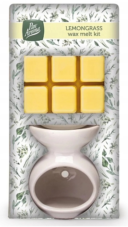 Набор для ароматерапии с воском и лампой "Лемонграсс" - Pan Aroma Wax Melt Burner Kit Lemongrass — фото N1