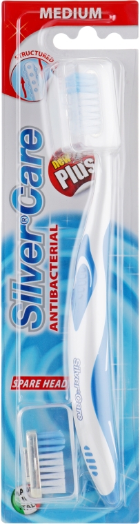 Зубная щетка Plus, средняя, синяя - Silver Care — фото N1