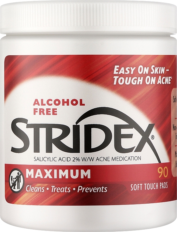 УЦЕНКА Очищающие диски против акне, без спирта - Stridex Single-Step Acne Control Maximum Salicylic Acid 2% * — фото N3