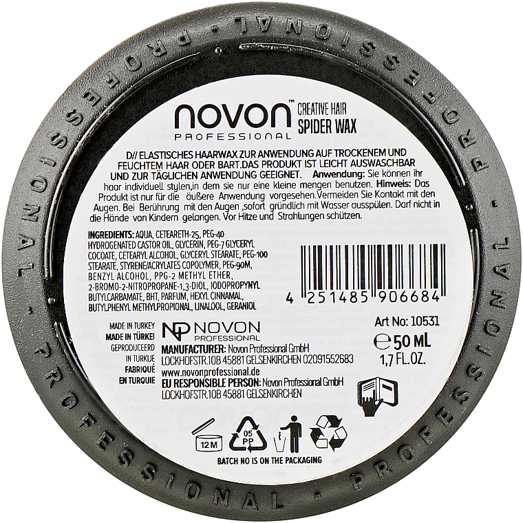 Віск для волосся середньої фіксації - Novon Professional Spider Wax Medium Hold — фото N2