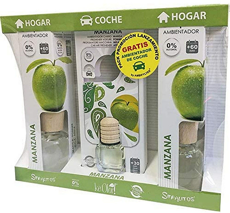 Набор освежителей для дома и авто "Яблоко" - Sinpalitos Air Freshener Pack Apple (home/air/fresh/2x30ml + car/air/fresh/6ml) — фото N1