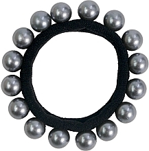 Резинка для волос с серым жемчугом, черная - Lolita Accessories — фото N1